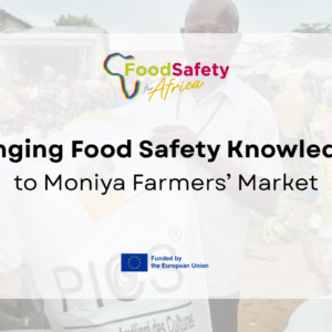 IITA Food Safety Team engaging grain vendors during a food safety awareness outreach at Moniya Farmers’ Market in Nigeria.