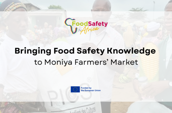 IITA Food Safety Team engaging grain vendors during a food safety awareness outreach at Moniya Farmers’ Market in Nigeria.